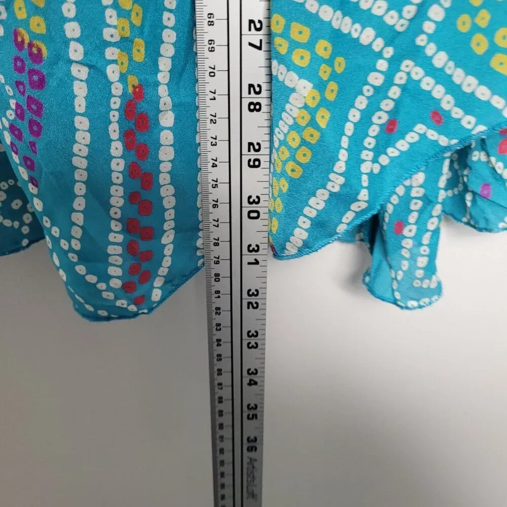 Earthbound teal dot geometric fairy asymmetrical pull on midi skirt size large